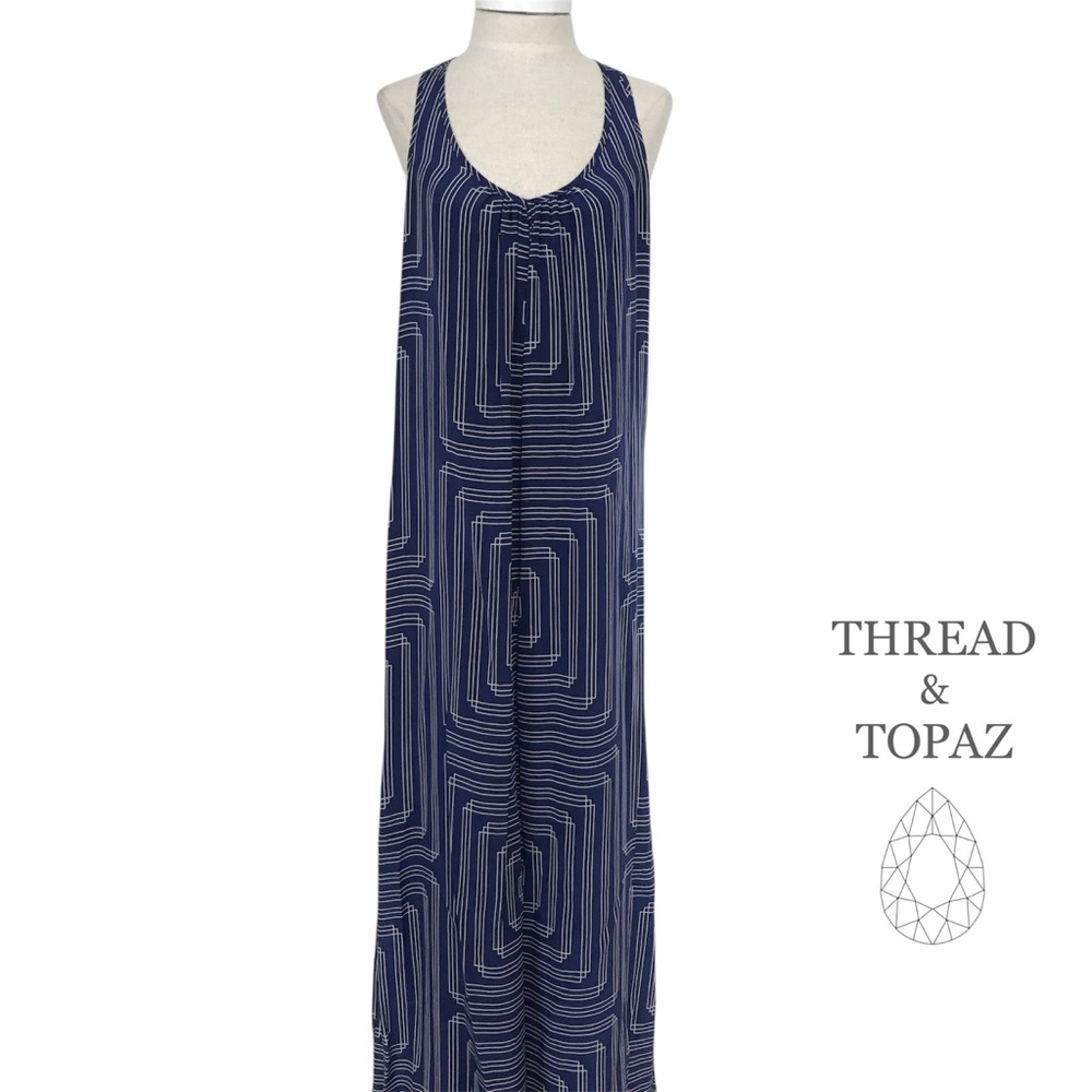 Silk Amanda Uprichard Revolve Blue Geometric Maxi Dress Small